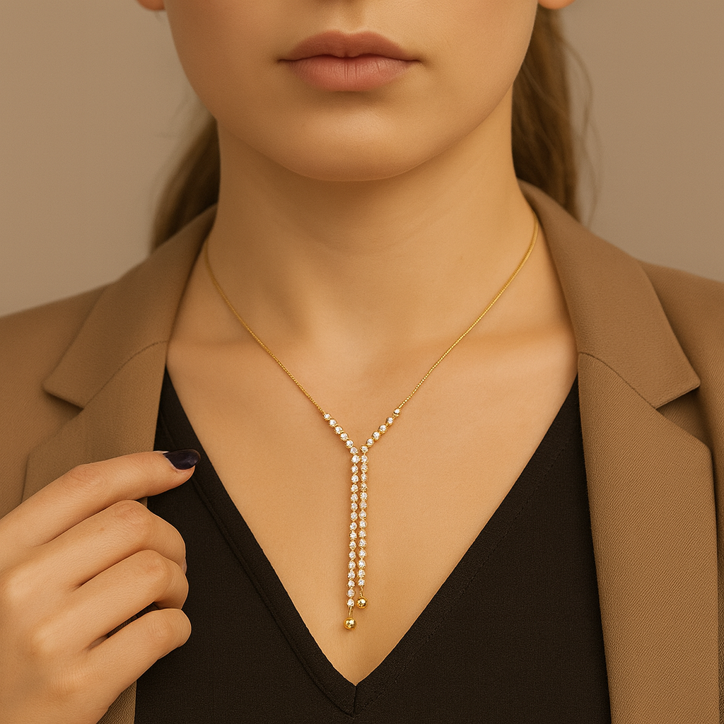 Glamour Glow – Zirkonia Y-Halskette