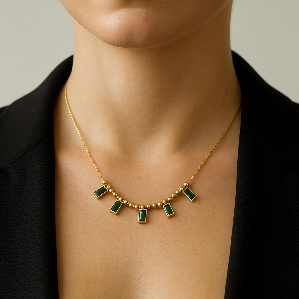 Waldlicht – Goldene Kristall-Halskette