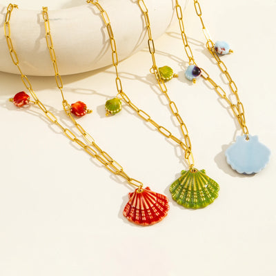 Keramik-Muschel-Halskette