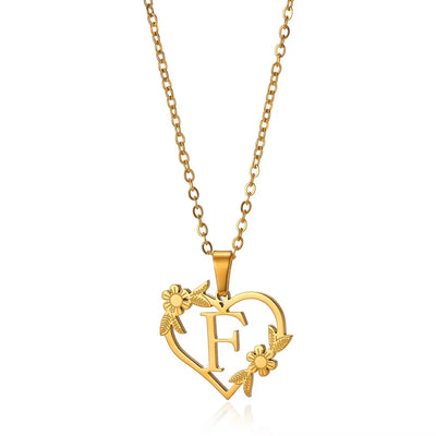 Personalisierte Herz-Kette mit Blumen & Initialen