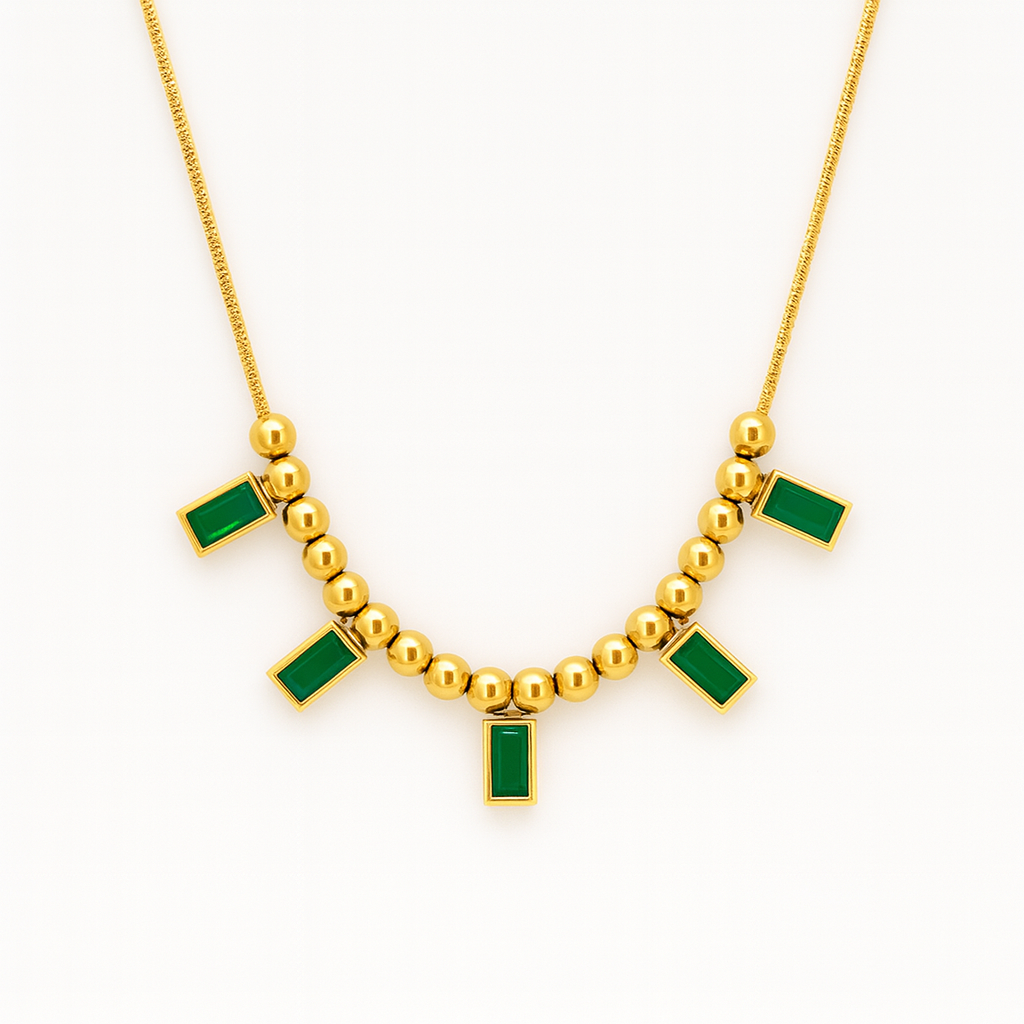 Waldlicht – Goldene Kristall-Halskette