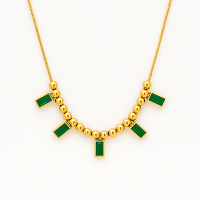 Waldlicht – Goldene Kristall-Halskette